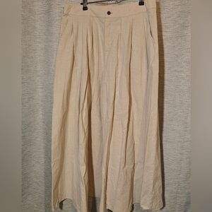 Cream Cotton And Hemp Apuntob‎ Culottes